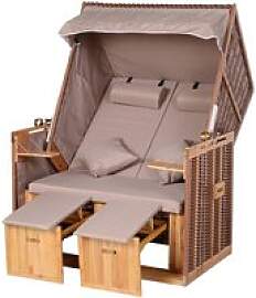 Outsunny Strandkorb hellbraun Metall B/H/T: ca.
