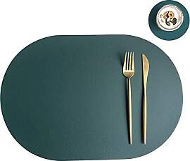 Oval Tischsets Abwischbar, Leder Kunstleder