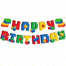 Ovanda Bauklotz Geburtstag Deko, Baustein