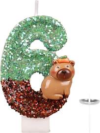 Ovanda Capybara Geburtstagskerze 6, 3D Capybara