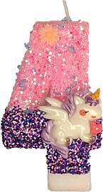 Ovanda Einhorn Geburtstagskerzen Zahlen 4, Einhorn 