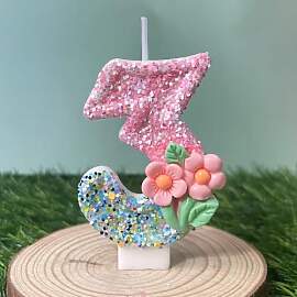 Ovanda Geburtstagskerze 3 Rosa Blume Kuchen Topper 