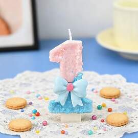 Ovanda Kerze 1 Geburtstag Mädchen, Kerze Rosa