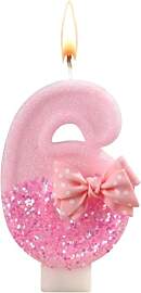 Ovanda Kerze 6 Geburtstag Mädchen,Kerze Rosa