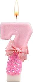 Ovanda Kerze 7 Geburtstag Mädchen,Kerze Rosa