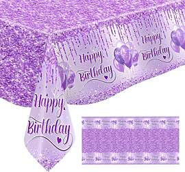 Ovanda Lila Tischdecke Geburtstag, 137 x 274 cm