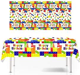 Ovanda Multicolor Bausteine Tischdecke, Happy