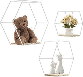 Owneed Hexagon Wandregal Metall 3er Set, Wanddeko