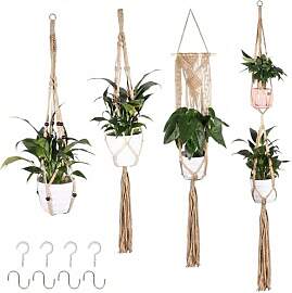 OXENKA 4er Set Makramee Blumenampel, Boho Deko