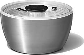 OXO Steel Salatschleuder aus Edelstahl mit Deckel