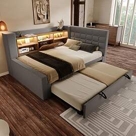 Oxtao Polsterbett Bett mit LED-Beleuchtung