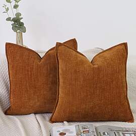 OYIMUA Burnt Orange Kissenbezug 50x50 Chenille 2er 