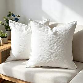 OYIMUA Deko Kissenbezug 40x40 Weiß 2er Set Textur 
