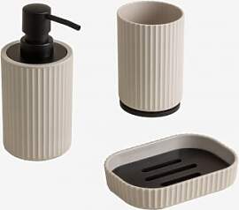 Ozene Badezimmerset Aus Abs Und Bambus Beige Creme 