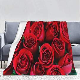 PAAHRYI Decke mit rosenmotiv150x200cm,rotem