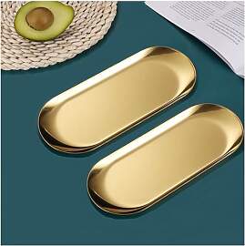 Pack of 2 Tablett Gold - Dekotablett Gold - Golden 