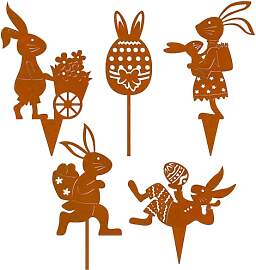 PAIVSUN Osterhase Deko 5er Gartenstecker, Ostern