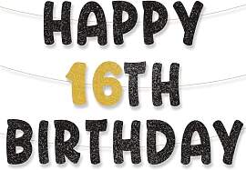 palasasa Happy 16th Birthday Girlande 16th