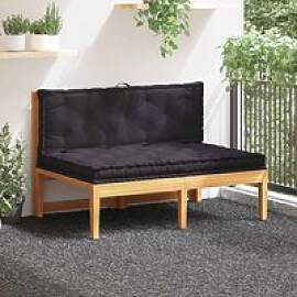 Paletten-Bodenkissen, 2er-Set, schwarze Baumwolle, 