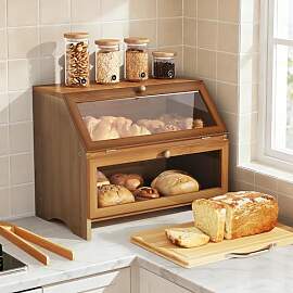 Pamapic Brotkasten Bambus, Brotkorb mit
