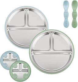 PandaEar Edelstahl Baby Saugteller Set, 2 geteilte 