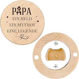 Papa Geschenk Vatertag Flaschenöffner Holz Rund