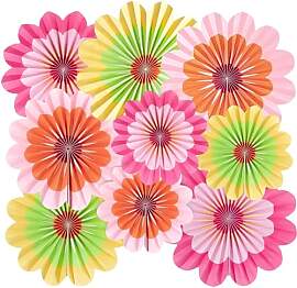 Papier Fächer Dekoration,9 Stück Papierblumen
