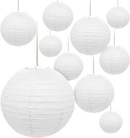 Papier Lampion in weiß zum Hängen - 10er Set in