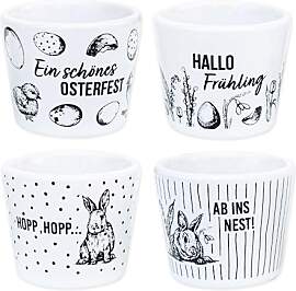 Papierdrachen - 4er Set Eierbecher Porzellan -