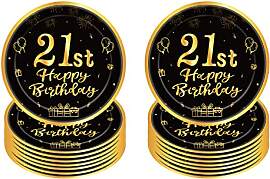 Pappteller 21 Geburtstag,16 Stück Einwegteller