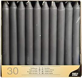 Papstar 30 Tafelkerzen Ø 2,15 cm · 19,6 cm grau