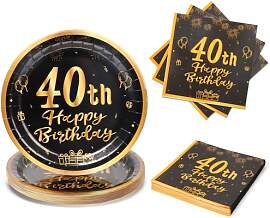 PARTY GO 50 Stück 40th Schwarz und Gold