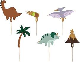 PartyDeco Dinosaurier-Dessertaufsätze, 12 cm, 6