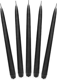 PartyDeco Spitzkerze Schwarz 24cm 10Stk.