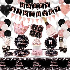Partyzubehör in Schwarz und Roségold -