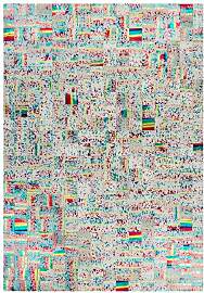 Patchwork Teppich in Bunt kurzem Echtfell