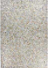 Patchwork Teppich in Creme Weiß und Goldfarben