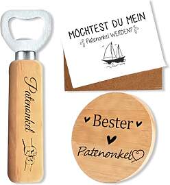 Patenonkel Geschenk, Holz Flaschenöffner und