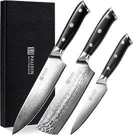 PAUDIN Damastmesser Set, 3-teiliges Messerset aus