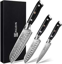 PAUDIN Damastmesser set, Messerset 3-teilig,