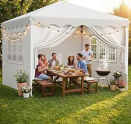 Pavillon 3x3, Faltpavillon Stabil Winterfest mit