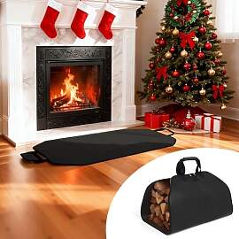 PAWBOSE Brennholztasche und feuerfeste Kaminmatte, 