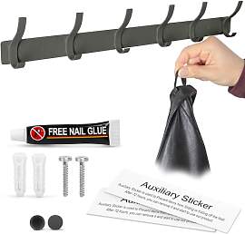 PECZEKO Wandgarderobe mit 6 Haken – Metall