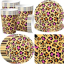 pekifaves Leopard Partygeschirr Set für 16