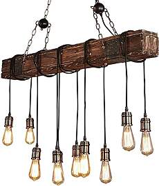 Pendelleuchte Holz Pendellampe Industrial Schwarz