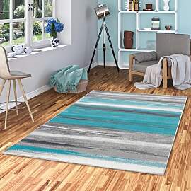 Pergamon Designer Teppich Samba Türkis Grau