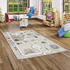 Pergamon Kinder Teppich Maui Kids Straßen Grau in 