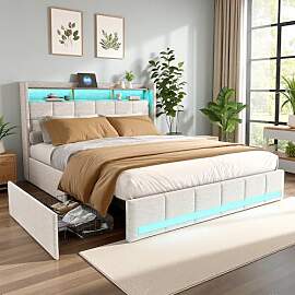 PerGar Bett 160x200 cm, Polsterbett Doppelbett mit 
