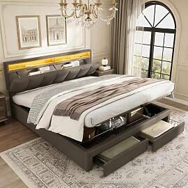 PerGar Polsterbett 160x200 cm mit Stauraum,