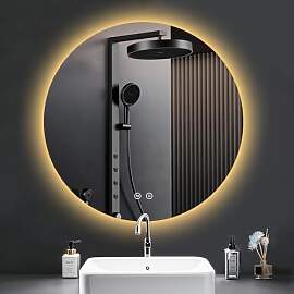 PESENXAN Runder Spiegel mit Beleuchtung, 60cm LED